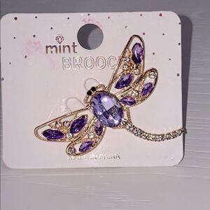 Mint Dragonfly Brooch - Purple and Gold
